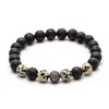 Amazon Más Vendido 8mm Piedra Volcánica de Energía Micro Incrustación Bola de Zirconio Pulsera Ojo de Tigre Cuenta de Cobre Pulsera de Piedra Natural