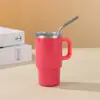 Taza de coche mini de 4 oz para viajes transfronterizos con asa, taza de hielo de acero inoxidable al vacío, taza de café portátil para exteriores con pajita
