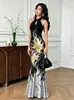 Nuevo Vestido Hawaiano 2026, Sexy Largo sin Mangas de Cuello Halter, Vestido Largo Cheongsam Adelgazante que Ceñe la Cintura