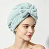 Gorro de secado de pelo con forma de hoja de microfibra ultra fina absorbente de agua de secado rápido para baño, toalla absorbente de agua de secado de pelo para el hogar, venta al por mayor transfronteriza