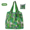 Nova Bolsa de Compras de Poliéster de Grande Capacidade Supermercado Compras de Mercearia Dobrável Pronta Bolsa de Mão Ecológica Moda Bolsa de Mão Estampada