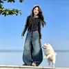 Conjunto de primavera y otoño para niñas 2026 nuevo casual estilo coreano sudadera con capucha de retazos y conjunto de jeans para niñas mayores