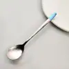 Conjunto Individual de Colher e Hashi de Titânio Puro Cabo Colorido Separação de Refeição Uma Colher Um Hashi Colher de Chá Colher de Refeição Estudante Cabo Longo Colher de Sopa