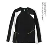 Top de cuello redondo de manga larga de forro polar cálido de doble cara en color de contraste con una suavidad similar a la de una nube y tacto agradable para la piel, disponible en varios colores 10597