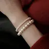 Pulsera de Perlas Irregulares Francesas Pulsera para Mujer Nicho Lujo Ligero Exquisita Moda Oro Media Pulsera Accesorios de Pulsera