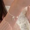 Pulsera de plata de ley S925 con diseño de mariposa y perla de agua dulce, con borlas de mariposa y diseño coreano dulce para mujer