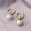 Brincos de Pérola para Mulheres, Luxo Acessível Francês, Brincos de Alta Qualidade, Brincos de Nicho, Brincos de Zircônia Banhados a Ouro Real