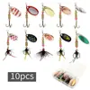 Conjunto de Iscas Spinner para Pesca de Tubarão, Spinner Rotativo, Spinner de Manivela Manual, Spinner de Metal, Isca de 3g a 7g, Isca Artificial.