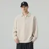 Moletom Texturizado Falso Duas Peças com Gola Reversível para Homens, Outono/Inverno 2026, Modelagem Solta, Estilo High Street Americano, Blusa Confortável de Manga Longa