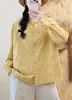 Camisa Informal Coreana de Otoño 2026 Manga Larga Jacquard Bordada Holgada Talla Grande Estilo Universitario Nuevo Modelo