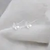 Aretes Largos Vintage de Pétalos Bicolor Cepillado Fresco Plata 925 Aretes de Moda Trendy Aretes Elegantes para Mujer