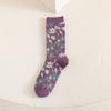 21 otoño e invierno Nuevos calcetines morados de pata de gallo estilo académico japonés doble aguja doble vía retro calcetines coreanos para mujer