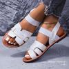 Sandalias Planas Casuales con Correa Tejida de Talla Europea Nueva Transfronteriza para Mujer, Comercio Exterior, Banda Elástica, Estilo Romano, Zapatos de Playa, Sandalias