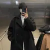 Casaco de lã de comprimento médio para outono e inverno masculino estilo coreano elegante casaco de lã de alta qualidade estilo Hong Kong solto plus size casaco
