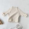 Ropa de Otoño para Bebé Camiseta Base de Cuello Alto con Borde de Orejas Ajustada Elástica de Manga Larga Elegante para Bebé Nacido en Luna
