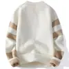 Suéter para Hombre de Color Contrastante Invierno Marca Trbottomy Prenda Base Tejida para Hombre Trbottomyy Tejido Holgado Perezoso Línea Cálida de Invierno Trbottomy