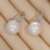 Pendientes de Zirconio Completo Super Brillantes para Zapatos de Tacón Alto 10mm Ganchos de Perla Elegantes de Gama Alta Versátiles Pendientes de Perla de Concha Venta al por Mayor