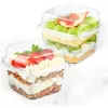 Caja Transparente Cuadrada para Mousse Taza Desechable para Empaque de Cupcakes Caja para Frutas Caja para Empaque de Postre Pastel de Mil Capas