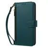 Funda de cuero con cremallera cruzada de color sólido para Apple 18 Pro Max, aplicable transfronteriza, ranura para tarjetas multifuncional, cubierta con soporte anticaída