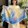 Nuevo Chal de Seda Estampado de Moda con Diseño Floral para Mujer, Bufanda Fina de Seda para Primavera y Otoño, Año Nuevo 2026