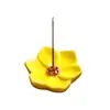 Adorno de Quemador de Incienso con Forma de Flor de Cerámica China Lindo Loto Flor de Cinco Pétalos Portainciensos de Madera de Ágaro Sándalo Decoración de Escritorio