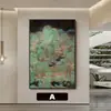 Nova Pintura Decorativa de Pavilhão de Paisagem Estilo Chinês, Arte de Parede Vintage Personalizada Verde Escuro para Hotel, Mural Grande para Hall de Entrada