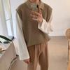 Chaleco de lana estilo coreano para hombre, moda Otoño 2022, nuevo suéter de punto suelto con solapa, chaleco exterior de color sólido que combina con todo