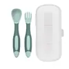 Mesa para Alimentar Bebés Vajilla Suplemento Alimenticio para Bebés Tenedor Cuchara Portátil de Giro Flexible Entrenamiento Grado Alimenticio para Niños