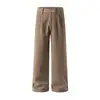 Ropa de Hombre Feng She / Novedad Primavera y Otoño Pantalones Casuales para Hombre Mezcla de Lana Cintura Elástica Pierna Recta Pantalones Largos Corte Ajustado Pantalones de Traje para Hombre