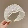 Faixa de Cabeça de Renda com Laço Estilo Francês e Aba Larga para Mulheres, Fashionável e de Alta Qualidade, Faixa de Cabeça Versátil com um Visual Doce e Elegante