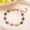 Tohm Pulsera de Acero Inoxidable Color Mixto Chapado en Oro 8mm Forma de Ojo Hecha a Mano Moda Colorida Esmalte Accesorio Pulsera para Mujeres