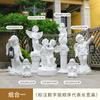 Adornos de ángel de color crema francés para jardín, patio, estatua de yeso grande, escultura, decoración, accesorios de regalo