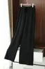 Pantalones de punto para mujer de invierno con hilo de mecha engrosado de cuatro vías elásticas, cálidos, duraderos, estructurados, de pierna recta, al por mayor