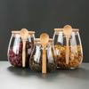 Recipiente para chá de cereais grossos com tampa colher, recipiente de armazenamento selado, vidro borossilicato alto, recipiente para temperos, recipiente para armazenamento de grãos