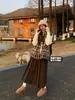 Conjunto de Chaleco Fair Isle para Mujer Sudadera Chaqueta de Otoño Estilo Coreano de Gama Alta ootd Conjunto Completo para el Día Nacional