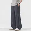 Maple House Roupa Masculina / Calças Casuais de Verão Finas Estilo Old Money Lyocell Tencel Calças Largas Retas Soltas Masculinas Americanas