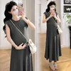 Vestido de Maternidad Nuevo de Verano 2026, Moda Coreana Elegante de Punto Suelto de Longitud Media Estilo Francés