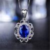 Pingente de Safira feminino ouro 18K cor de diamante pingente de cristal azul pingente de safira real colar com pingente