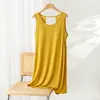 Camisola de Modal para Verão para Mulheres, Fina, Respirável, Alça Fina (Spaghetti), Sem Mangas, Cor Sólida, Pode ser Usada Fora