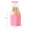 Porta-Lápis Criativo e Fofo com Cores Contrastantes, Papelaria para Escritório e Estudo, Balde de Armazenamento para Mesa, Porta-Canetas de Plástico de Grande Capacidade