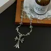 Collar Colgante de Cuervo y Cruz de Chica Genial de Moda Punk Nicho Estilo Ins Diseño de Personalidad Retro Cadena para Clavícula