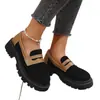 Outono Comércio Exterior Novo Estilo Britânico Slip-On Sapatos Pequenos de Couro para Mulheres Mocassins Retrô de Solado Grosso Sapatos Casuais Versáteis para Mulheres