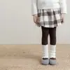 Zapatos y calcetines para niñas, calcetines con volantes y patrón de rombos de encaje para otoño e invierno, estilo coreano, adecuados para combinar con leggings, calentadores de piernas hasta la pantorrilla