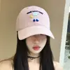 Gorra de Béisbol Rosa Bordada con Cachorro Estilo Coreano Ins Linda para Mujer, Dulce y Versátil, Hace que la Cara Parezca Más Pequeña, Adecuada para Primavera y Verano