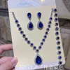 Moda europeia e americana verde azul vermelho strass colar brincos pulseira terno amazon explosões cor diamante cheio de três peças conjunto