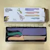 Conjunto de Seis Peças de Faca de Bainha de Palha de Trigo em Aço Inoxidável Conjunto de Seis Peças de Faca de Bainha Cor Macaron Conjunto de Seis Peças de Facas de Cozinha Faca Pintada por Spray Conjunto de Seis Peças