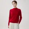 Nuevo suéter de punto minimalista versátil de corte ajustado para mujer, 100% cachemira, cuello semi-alto, otoño e invierno