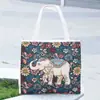 Bolso de lona bordado con hilo de oro por ambos lados de pavo real, bolso de mano con doble asa, bolsa de compras de gran capacidad, nuevo bolso de viaje de estilo étnico