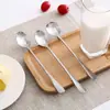 Cuchara de Acero Inoxidable con Mango Largo, Cuchara Redonda, Cucharita de Café, Cuchara de Sopa con Mango Largo, Cuchara Mezcladora para Estudiantes, Cuchara de Sopa, Cuchara para Arroz