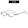 Nuevas gafas de sol de media montura estilo ojo de gato europeas y americanas de moda, montura ovalada pequeña a la moda, estilo de celebridad de internet, gafas de sol de aspecto natural